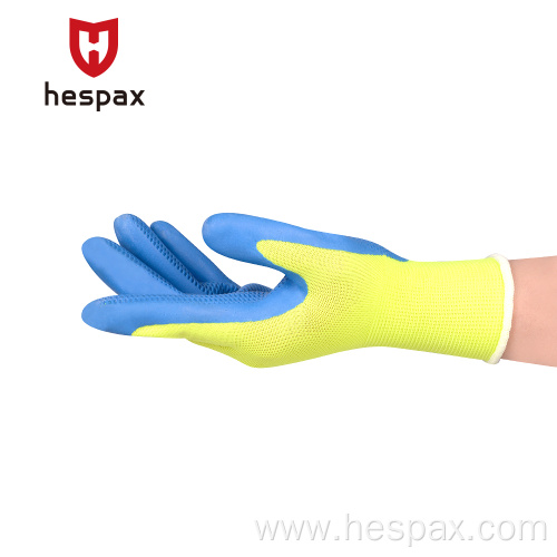 Hespax Breathable 10G Latex Palm Coated Protect Gloves